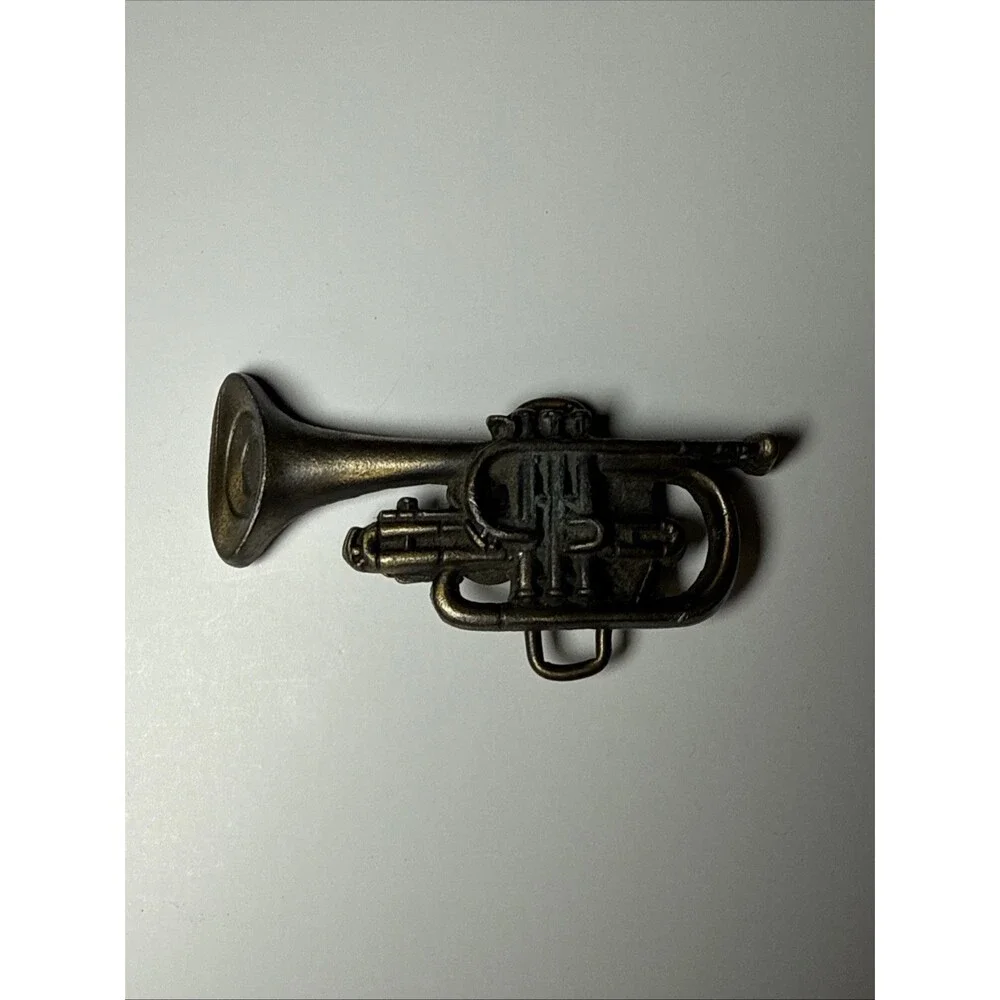 Baron Buckle Solid Brass Trumpet Music Theme Bronze Belt Buckle 6172 Original